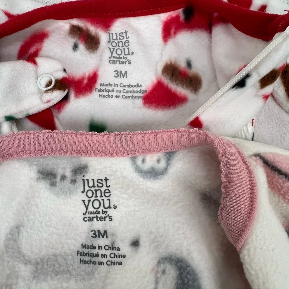 Carter's Pajamas Fleece My First Christmas and Baby‎ Girls' Penguin Pajamas 3M
